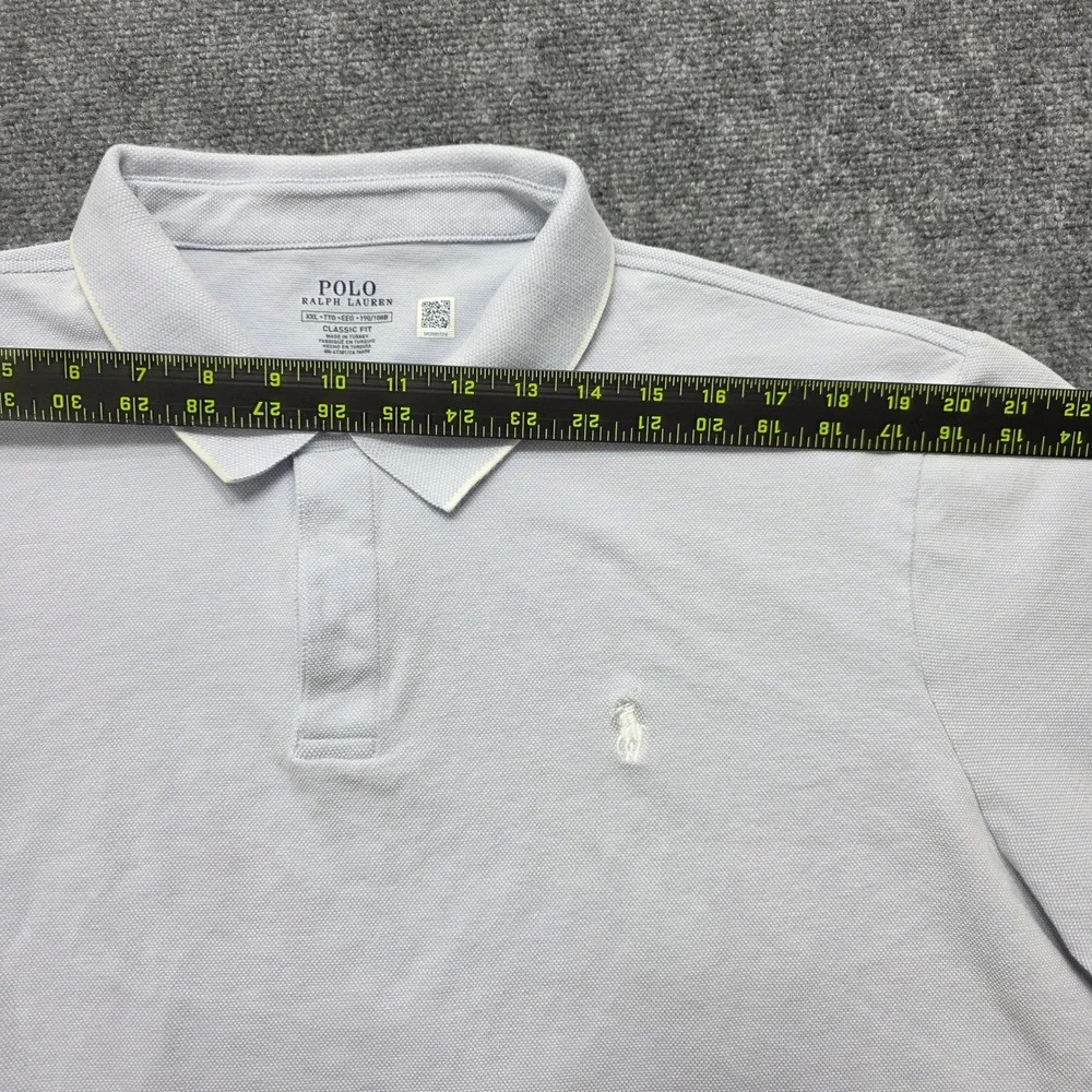 Polo Ralph Lauren Men's XXL Classic Fit Light Blue Tipped Pique Polo Shirt
